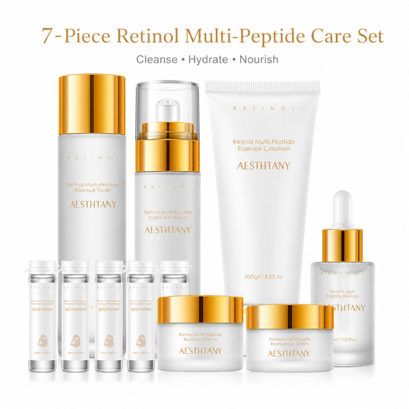 Skincare Omg - ชุดผลิตภัณฑ์บำรุงผิวหน้าเรตินอล มัลติ-เปปไทด์ 7 ชิ้น ช่วยเติมความชุ่มชื้น พร้อมกล่องของขวัญ