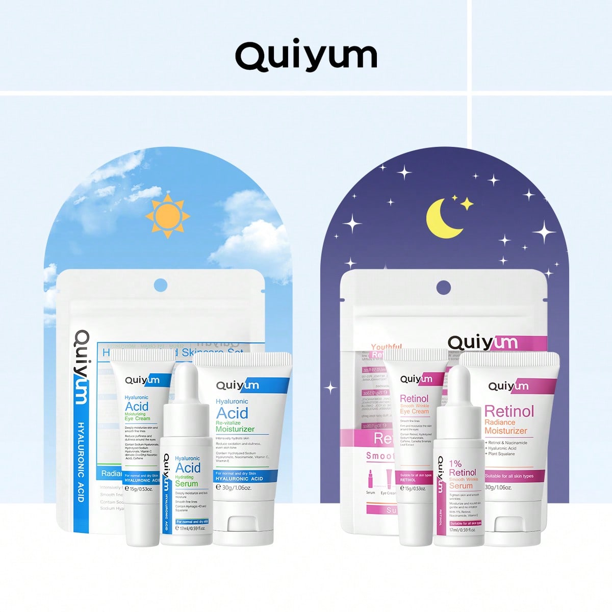 Skincare Skintific - QUIYUM เรตินอล+กรดไฮยาลูโรนิก ชุดผลิตภัณฑ์ดูแลผิวลดริ้วรอย ลดเลือนริ้วรอยและเส้นริ้วเล็กๆ ช่วยเพิ่มความยืดหยุ่นและความเปล่งปลั่งของผิว
