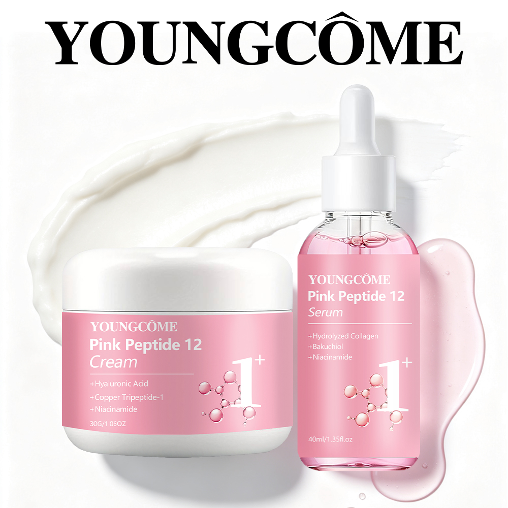 Skincare Niacinamide - เซ็ตครีมและเซรั่มบำรุงผิวหน้า YOUNGCOME Pink Peptide 12 Hyaluronic